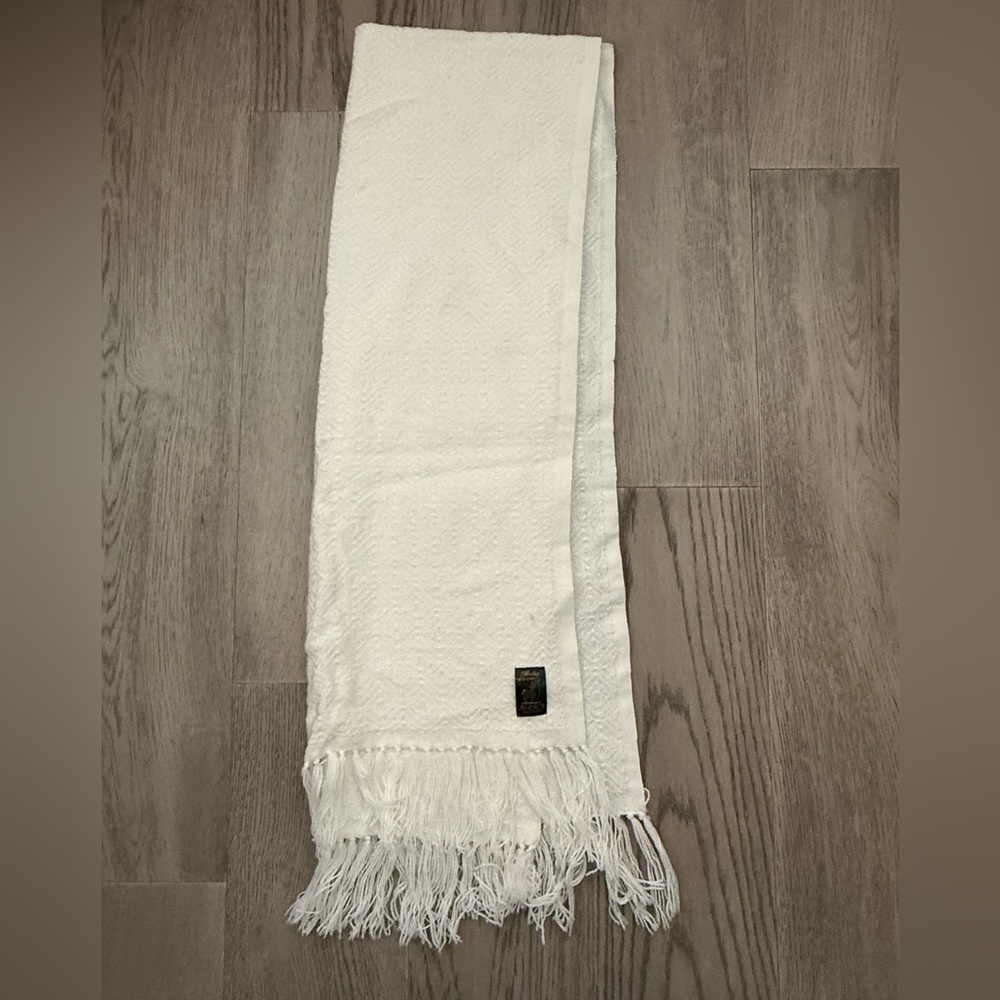 Cream Soft Textured Wrap Shawl with Fringe